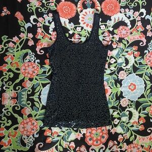 Express Black Fitted Sleeveless Tank Top